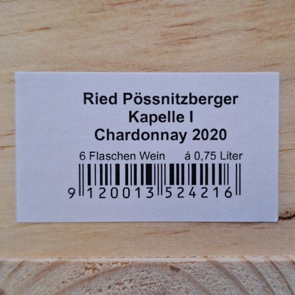 Sabathi, Chardonnay Ried Pössnitzberger Kapelle I 2020, einzeln oder in 6er-OHK 0,75 l – Bild 2