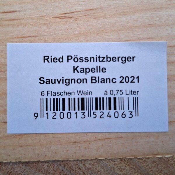 Sabathi, Sauvignon Blanc Ried Pössnitzberger Kapelle 2021, einzeln oder in 6er-OHK 0,75 l – Bild 2